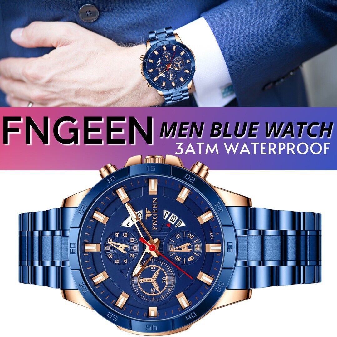 Waterproof Men Quartz Analog Watch Classic Stainless Steel Business Wristwatch