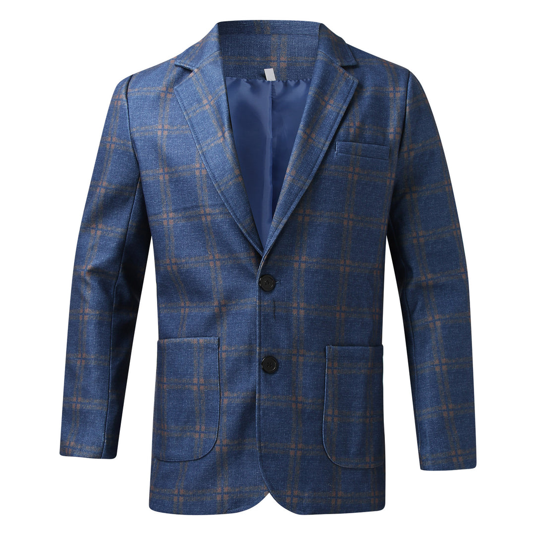 Men's Plaid Lapel Long Sleeve Suit Coat Men's Business Suit