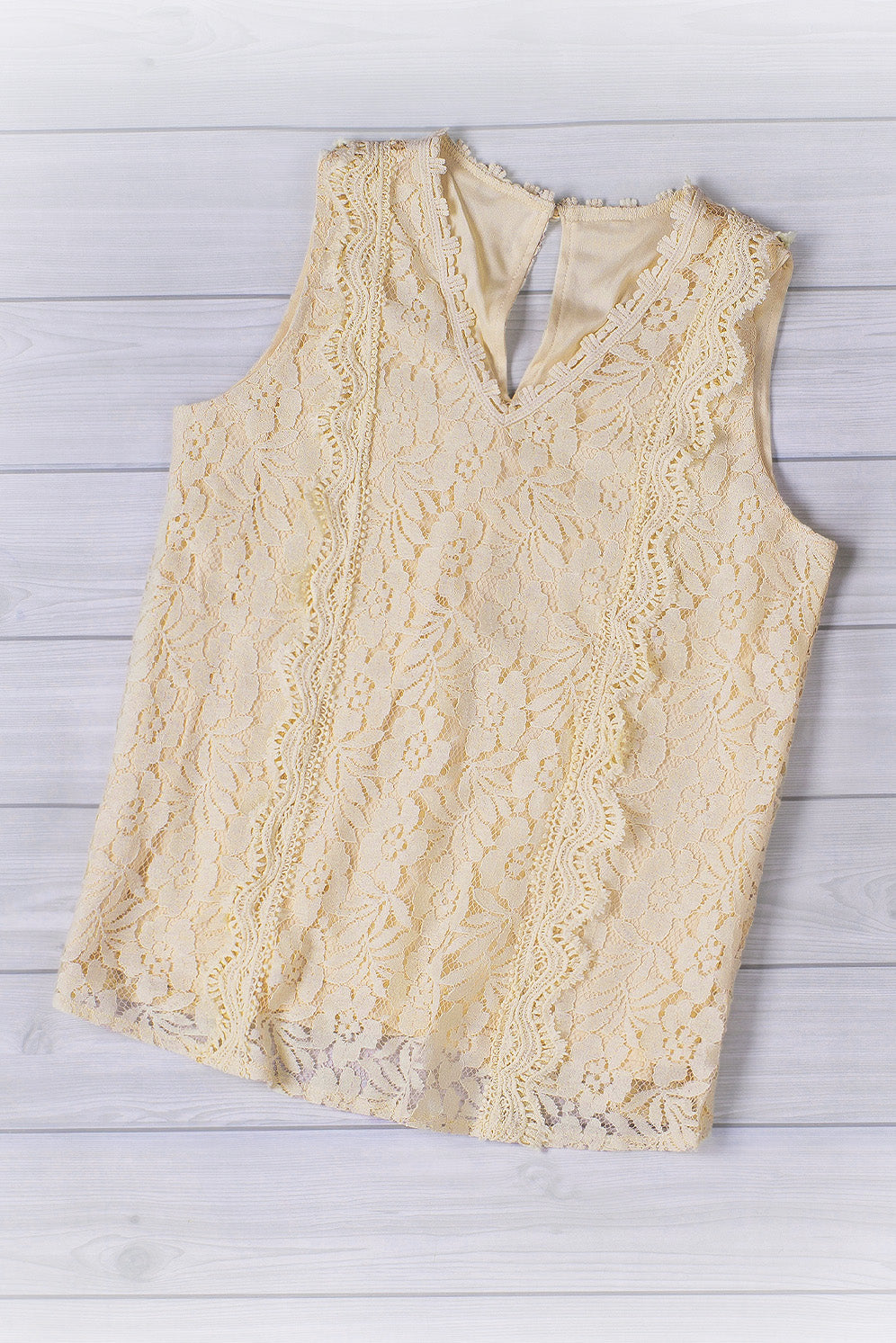 Pink Lace V Neck Tank Top