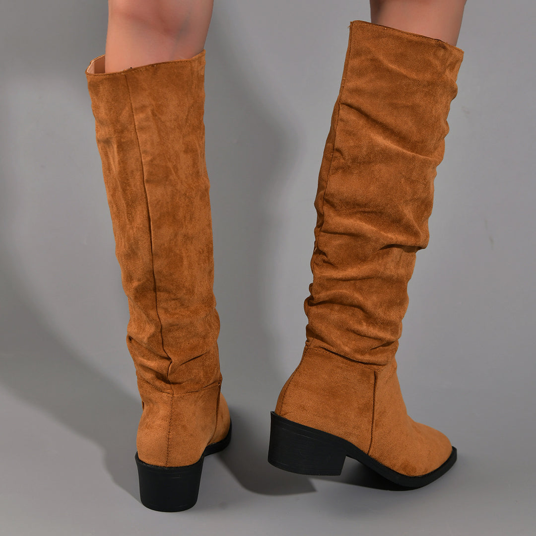 Point Toe Block Heel Boots