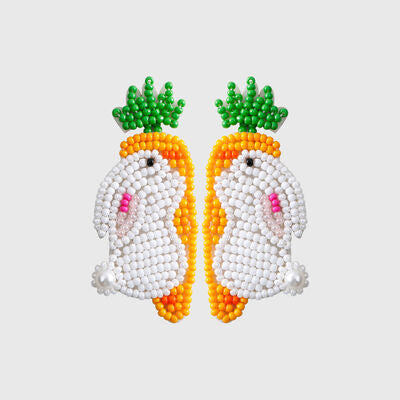 Stainless Steel Beaded Rabbit Earrings