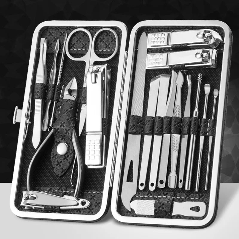 8/9/11/12/16/19pcs Nail Clipper Kits Stainless Steel Manicure Pedicure Tools Nail Scissors Ear Spoon Nail Care