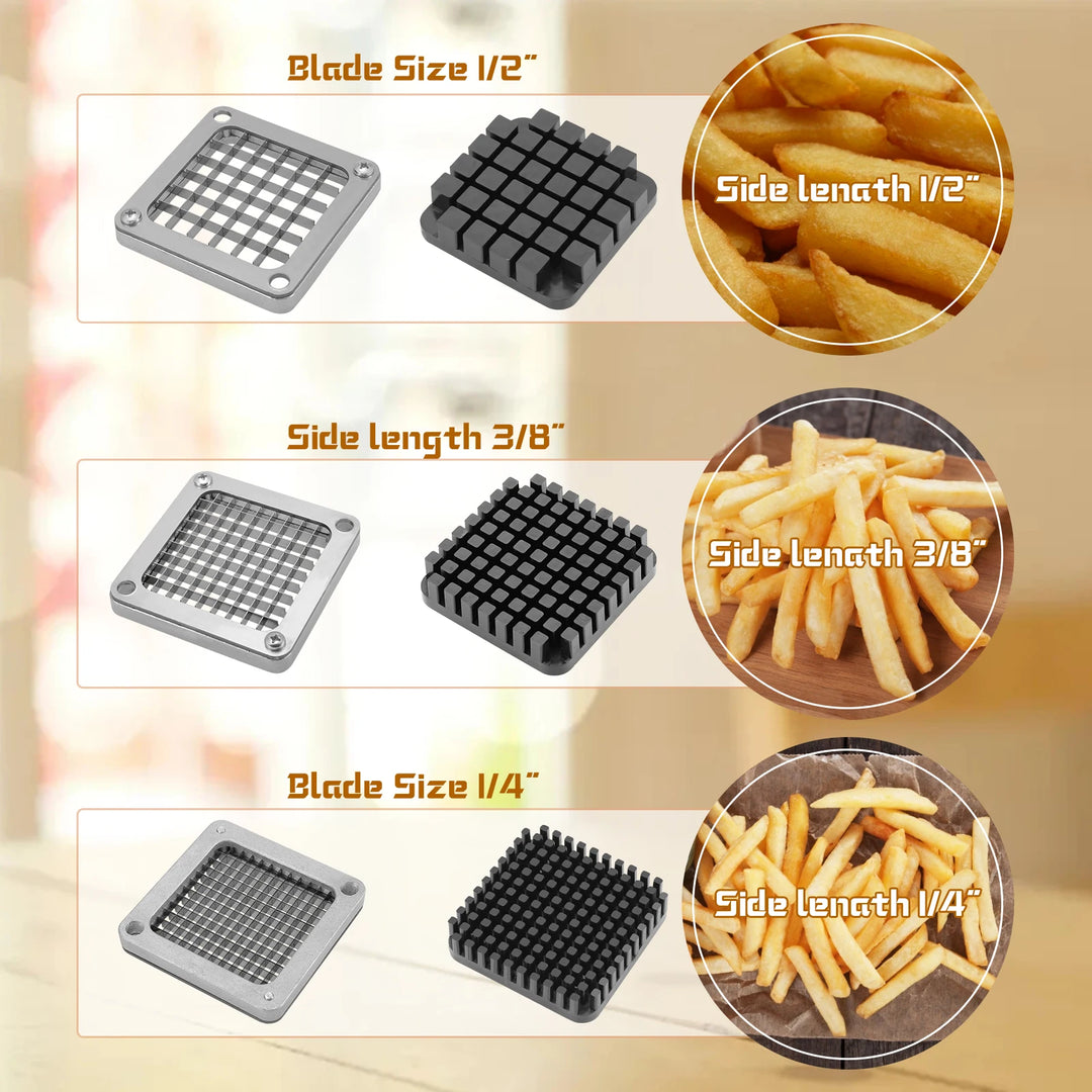 Commercial Potato Chipper Fruit Vegetable Slicer 3 Stainless Steel Blades 1/4 "1/2" 3/8 "French Fries Cutter Restaurant Tool