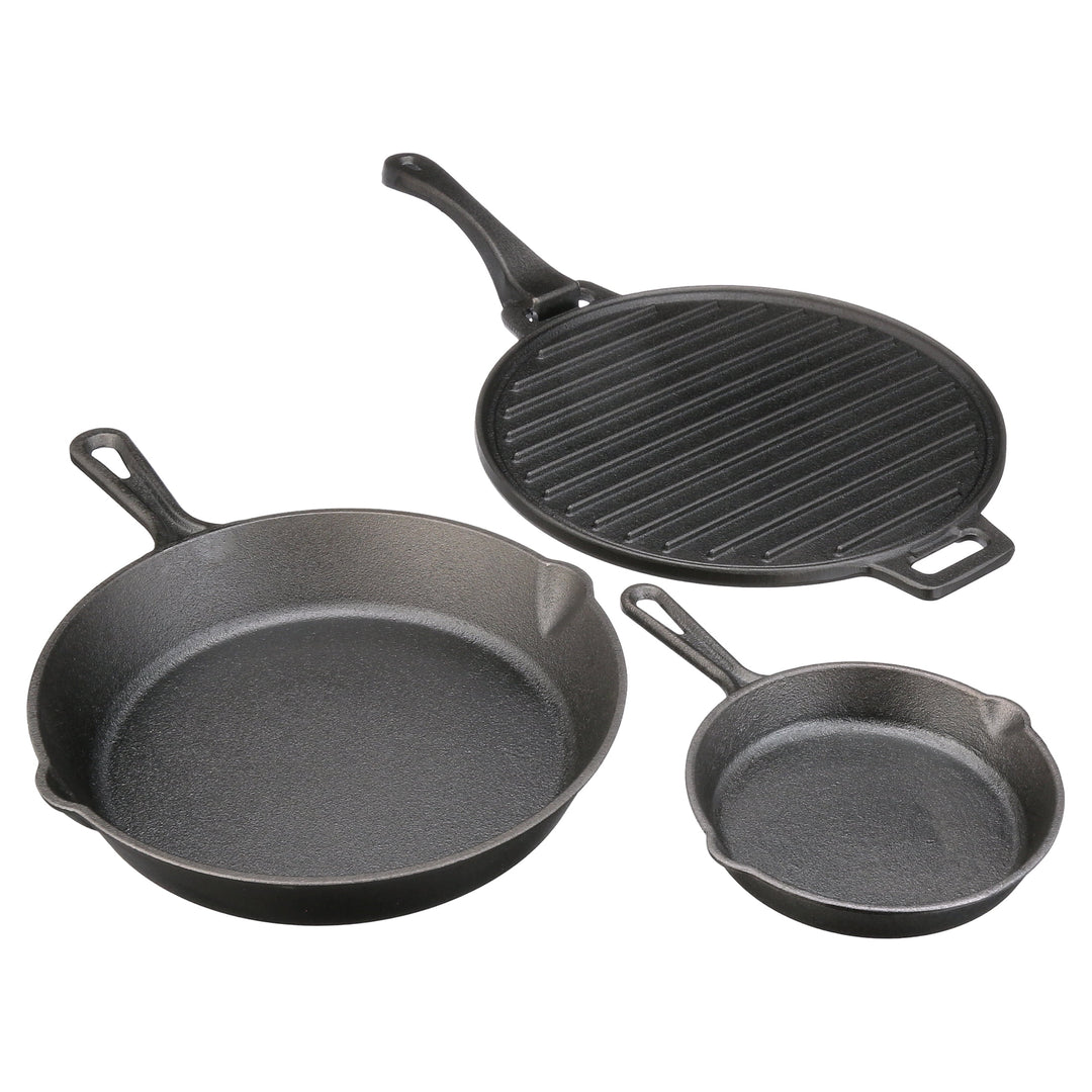 Ozark Trail 4-Piece Cast Iron Skillet Set with Handles and Griddle, Pr