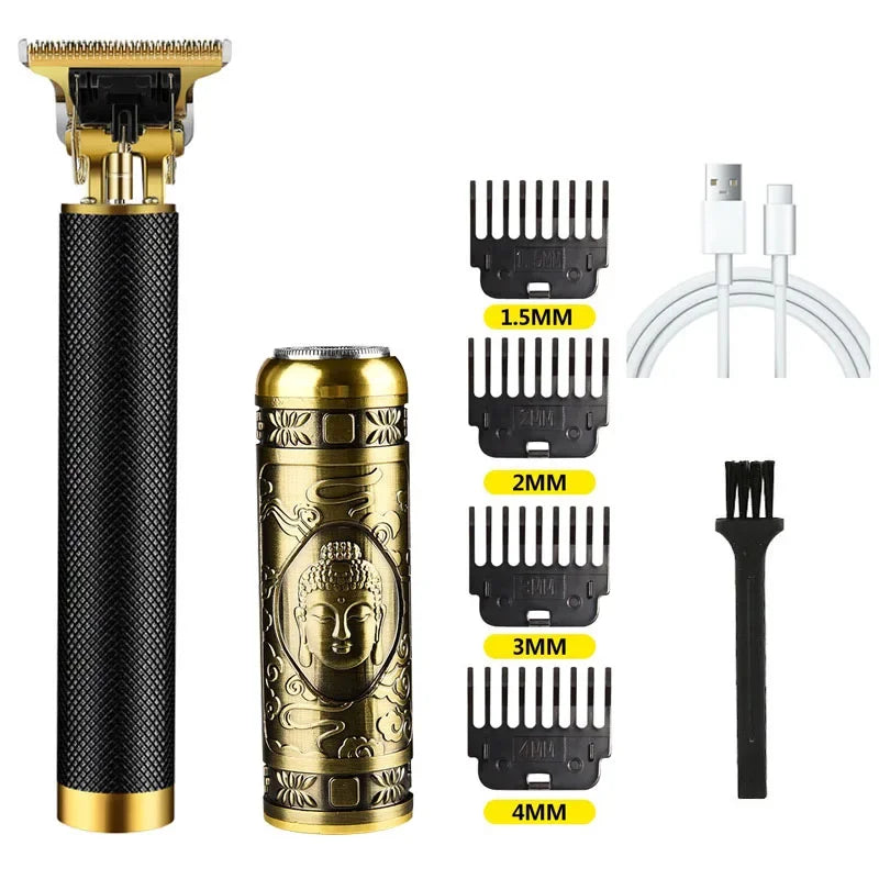 Vintage Rechargeable Shaver Beard trimmer Machine Metal T9 Hair Trimmer Machine Men‘s Professional Electric hair clipper USB