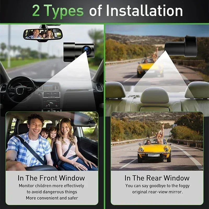 4K WiFi Dual Dash Cam Real 4K Optional rear/ cabin cam Installation 3"IPS NightVision 24H Parking Mode Dashboard Camera Recorder