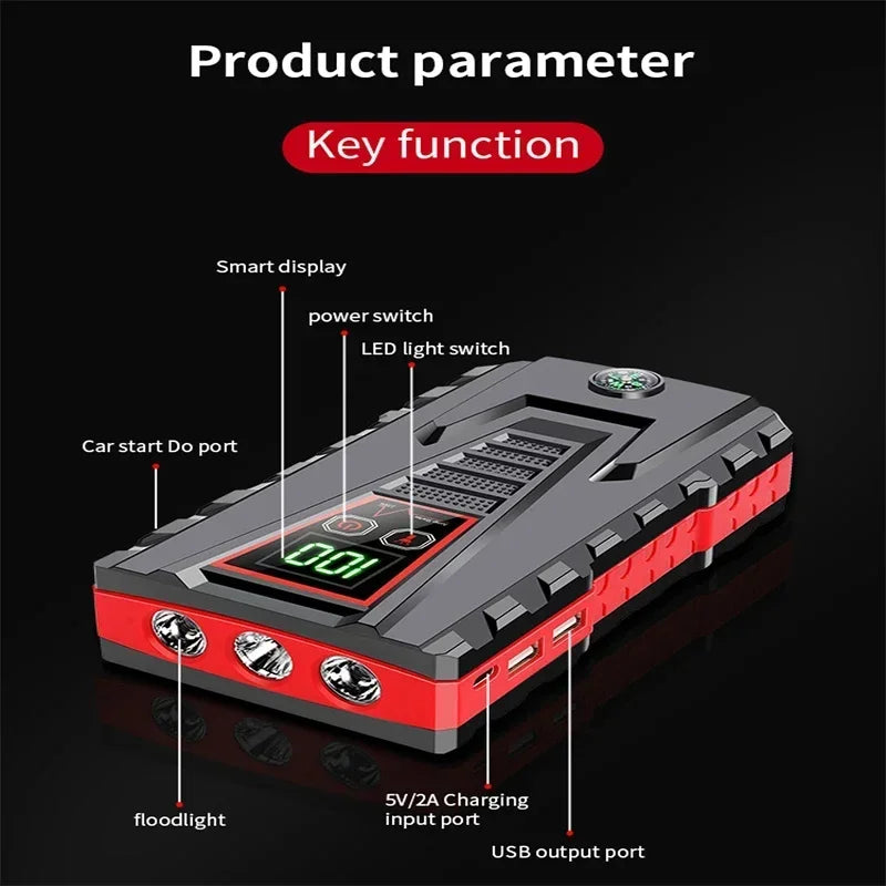 99800mAh Car Jump Starter Device 12v Strong Portable Power Bank Automotive Battery Charger System Start Operating Auto Booster