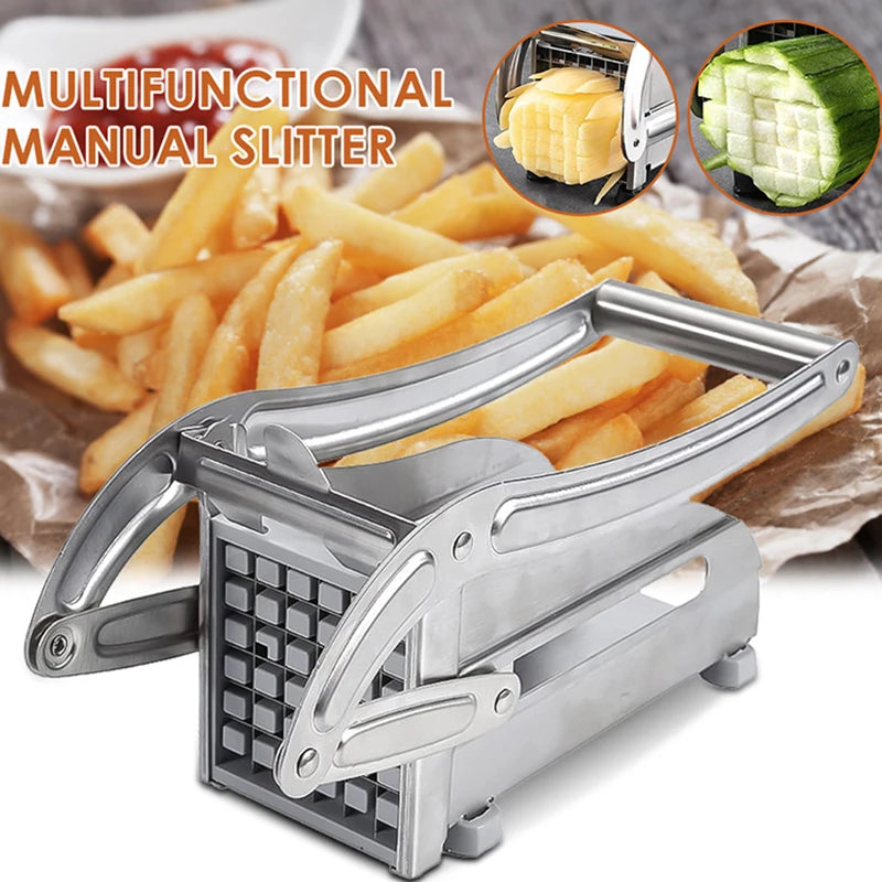 Manual French Fries Slicer Potato Chip Maker Stainless Steel Cutter Meat Chopper Dicer Cutting Machine Cooking Tool for Kitchen