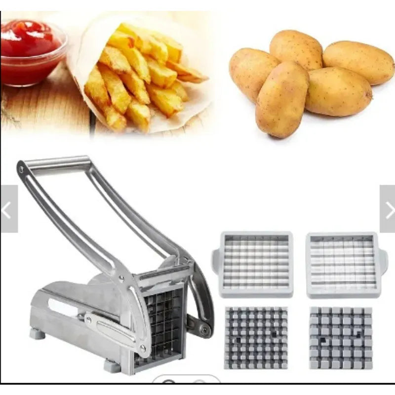 Manual French Fries Slicer Potato Chip Maker Stainless Steel Cutter Meat Chopper Dicer Cutting Machine Cooking Tool for Kitchen