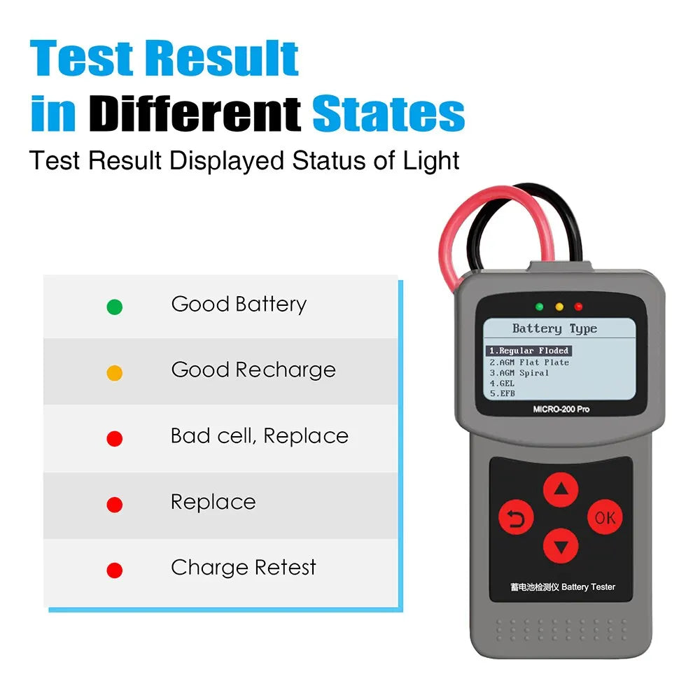 12V Car Battery Tester Micro200Pro For Garage Workshop Auto Tools Mechanical Battery Capacity Tester Car Accessories Universal