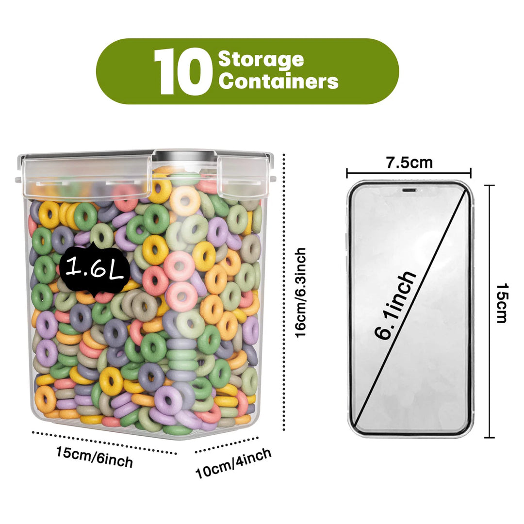 10Pcs Set 1.6L Plastic Box Food Storage Box Storage Tank Airtight Plastic Containers Sealed Cans For Coarse Cereals Grains