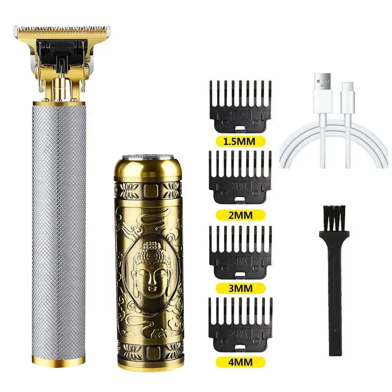 Vintage Rechargeable Shaver Beard trimmer Machine Metal T9 Hair Trimmer Machine Men‘s Professional Electric hair clipper USB