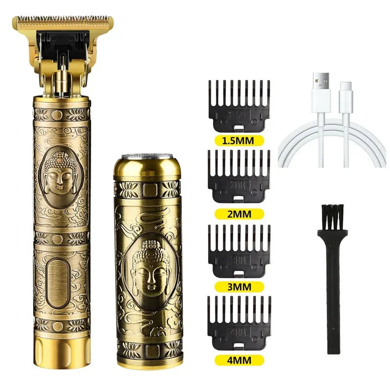 Vintage Rechargeable Shaver Beard trimmer Machine Metal T9 Hair Trimmer Machine Men‘s Professional Electric hair clipper USB