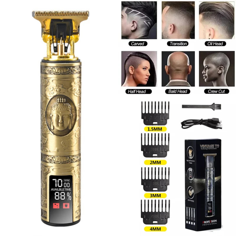 T9 USB Electric Barber Rechargeable New Barber Men's Razor Hair Clipper Professional Mega Zero Finishing Machine Ceramic Shaver