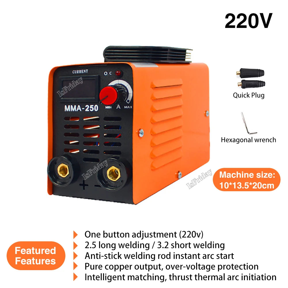 MMA250 Mini Welding Machine Inverter Electric Welding Machine 110v 220v Adjustable Current 20-250A Handheld Arc Welder Equipment