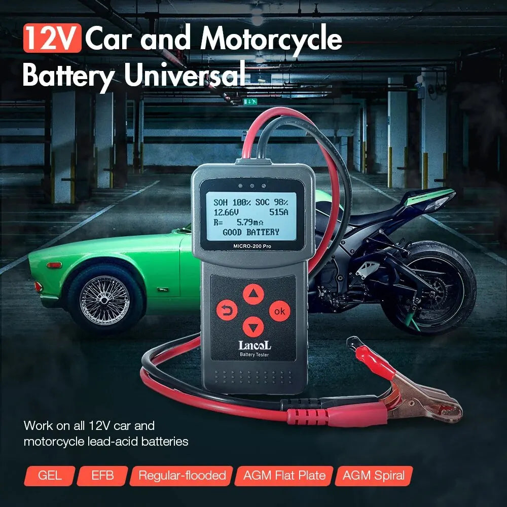 12V Car Battery Tester Micro200Pro For Garage Workshop Auto Tools Mechanical Battery Capacity Tester Car Accessories Universal