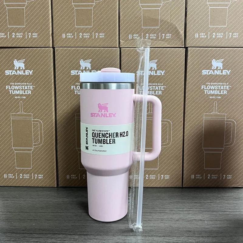 Stanley Tumbler with Handle Straw Lid Stainless Steel 30/40oz Vacuum Insulated Car Mug Double Wall Thermal Iced Travel Cup