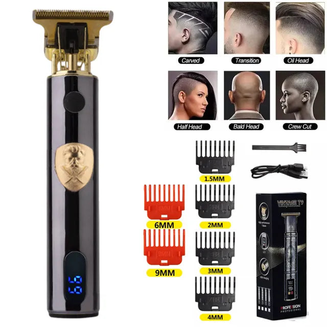 T9 USB Electric Barber Rechargeable New Barber Men's Razor Hair Clipper Professional Mega Zero Finishing Machine Ceramic Shaver