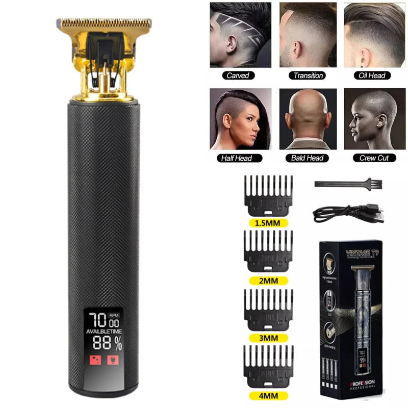 T9 USB Electric Barber Rechargeable New Barber Men's Razor Hair Clipper Professional Mega Zero Finishing Machine Ceramic Shaver