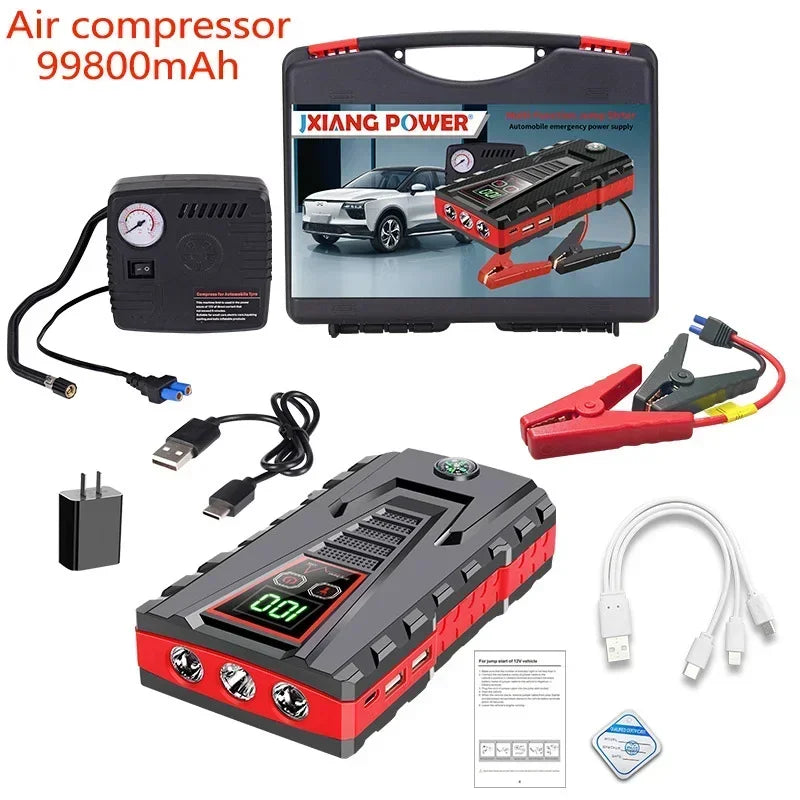 99800mAh Car Jump Starter Device 12v Strong Portable Power Bank Automotive Battery Charger System Start Operating Auto Booster