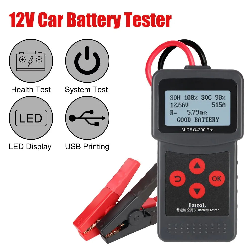 12V Car Battery Tester Micro200Pro For Garage Workshop Auto Tools Mechanical Battery Capacity Tester Car Accessories Universal