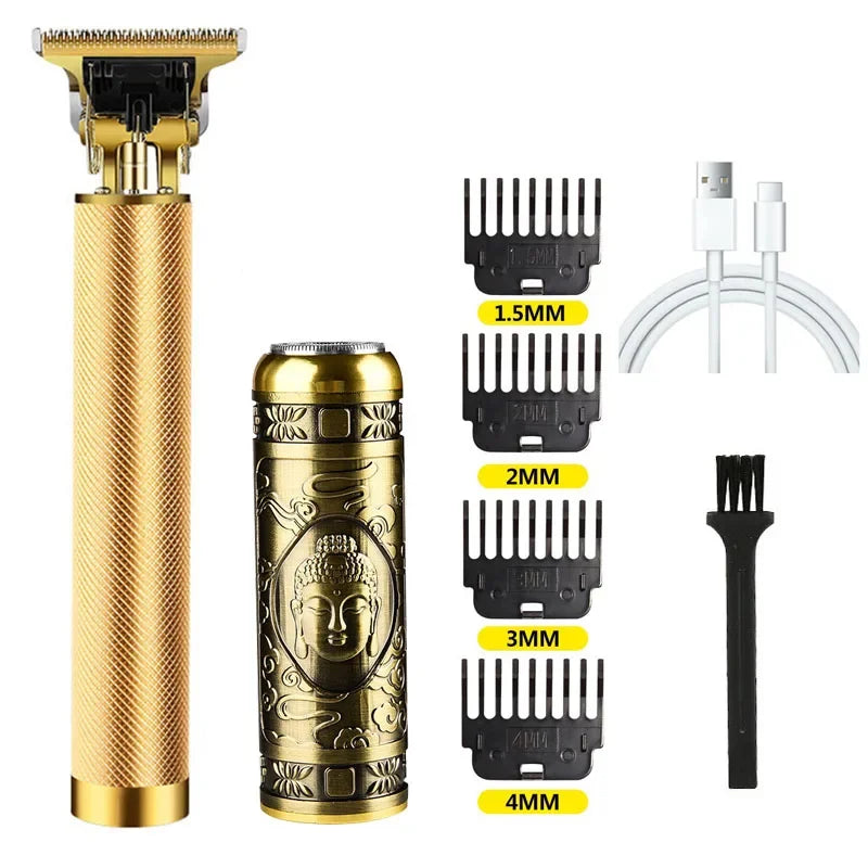 Vintage Rechargeable Shaver Beard trimmer Machine Metal T9 Hair Trimmer Machine Men‘s Professional Electric hair clipper USB