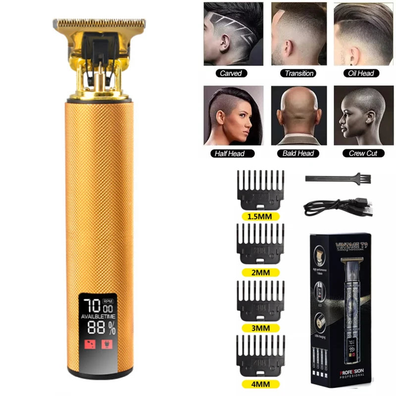 T9 USB Electric Barber Rechargeable New Barber Men's Razor Hair Clipper Professional Mega Zero Finishing Machine Ceramic Shaver