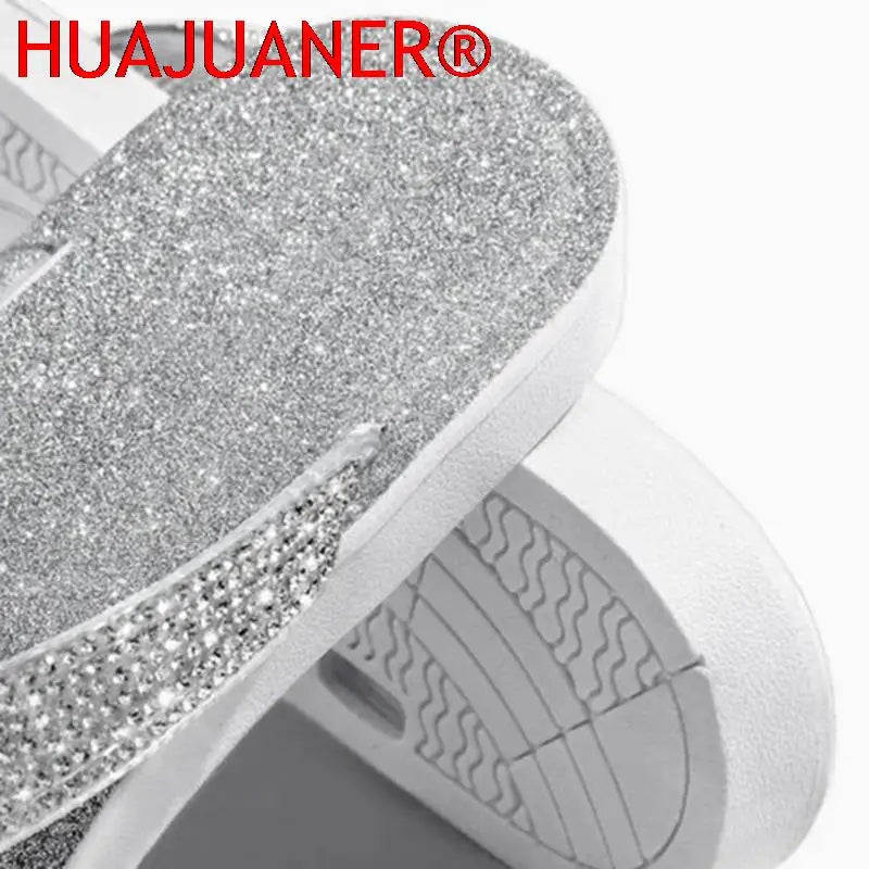 Women Flip Flop Slippers Slides Bling Rhinestone Ladies Shoes Casual Summer Flat Female Crystal Glitter Woman Plus Size