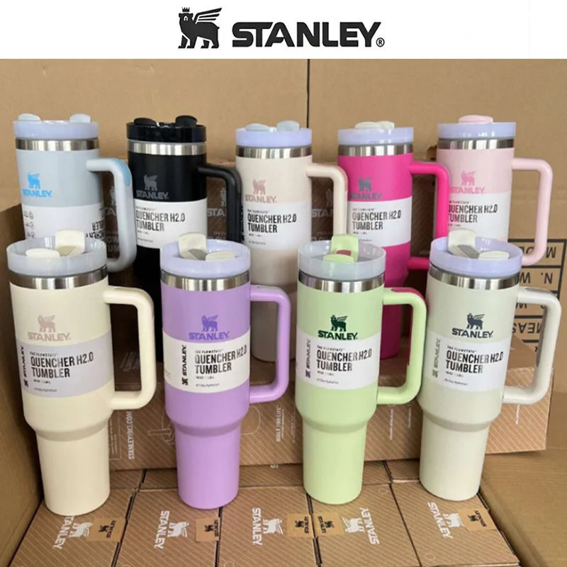 Stanley Tumbler with Handle Straw Lid Stainless Steel 30/40oz Vacuum Insulated Car Mug Double Wall Thermal Iced Travel Cup