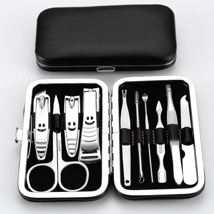 7-19PCS Stainless Steel Nail Clipper Beauty Tool Finger Toenails Nippers Cutters Dead Skin Dirt Remover Pedicure Manicure Kit