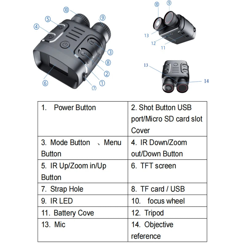 Binocular Infrared Night-Visions R18 1080P Day Night Use Photo Video Taking 5X Digital Zoom 300M Full Dark Viewing For hunting