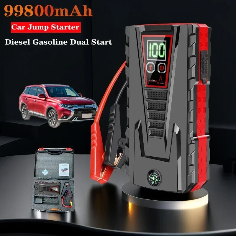 99800mAh Car Jump Starter Device 12v Strong Portable Power Bank Automotive Battery Charger System Start Operating Auto Booster