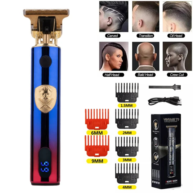 T9 USB Electric Barber Rechargeable New Barber Men's Razor Hair Clipper Professional Mega Zero Finishing Machine Ceramic Shaver