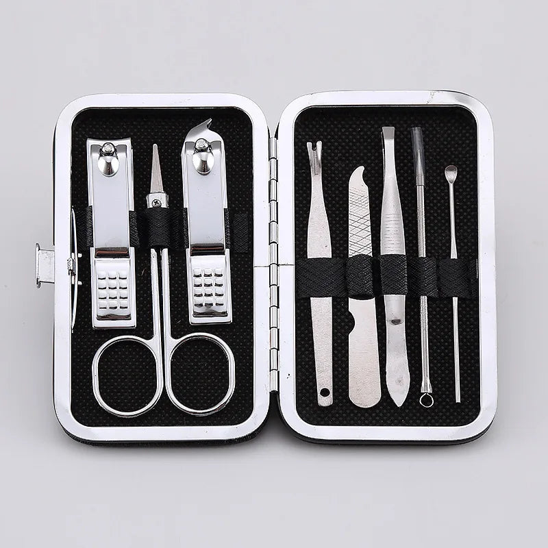 7-19PCS Stainless Steel Nail Clipper Beauty Tool Finger Toenails Nippers Cutters Dead Skin Dirt Remover Pedicure Manicure Kit