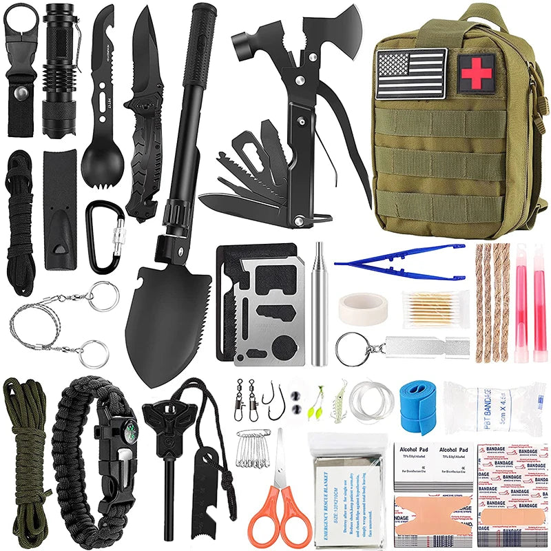 142pcs Survival gear First Aid Kit IFAK Molle System Compatible Outdoor Gear Emergency Kits Trauma Bag for Camping Hunting