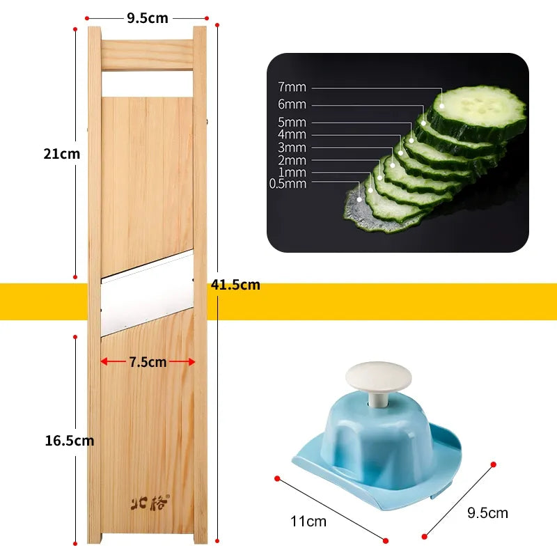 Wooden Vegetables Cutter,Adjustable Vegetable 0.5-7mm Slicer for Potato,Tomato and Onion Cabbage Shredder Chip Fruit Chopper