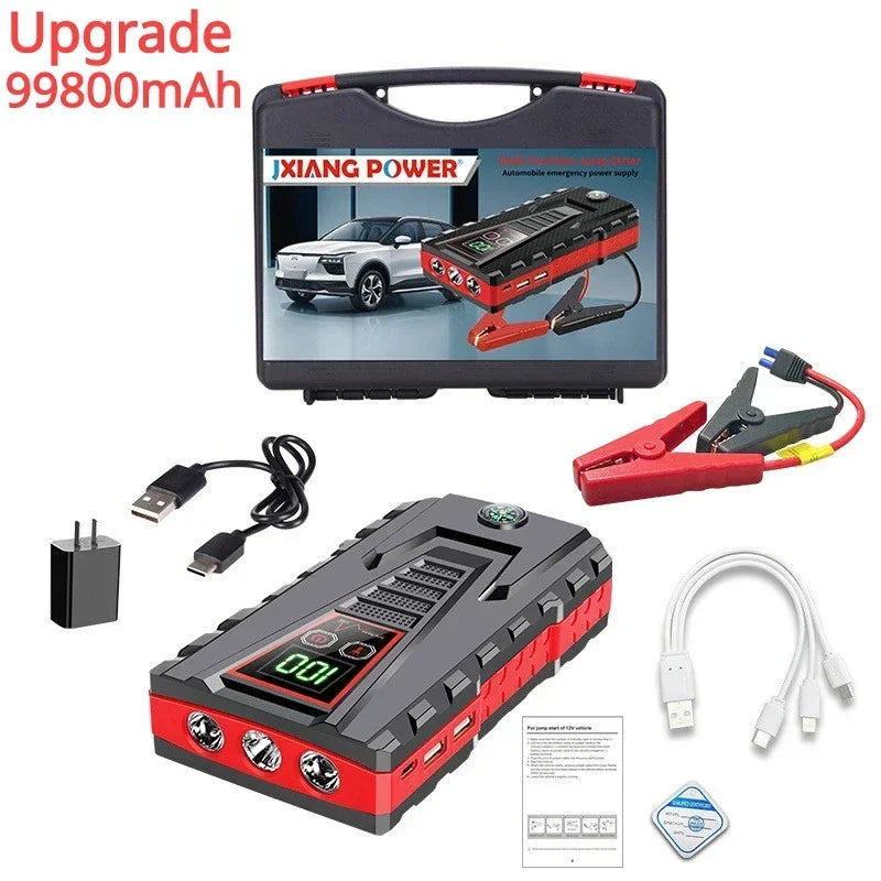 99800mAh Car Jump Starter Device 12v Strong Portable Power Bank Automotive Battery Charger System Start Operating Auto Booster