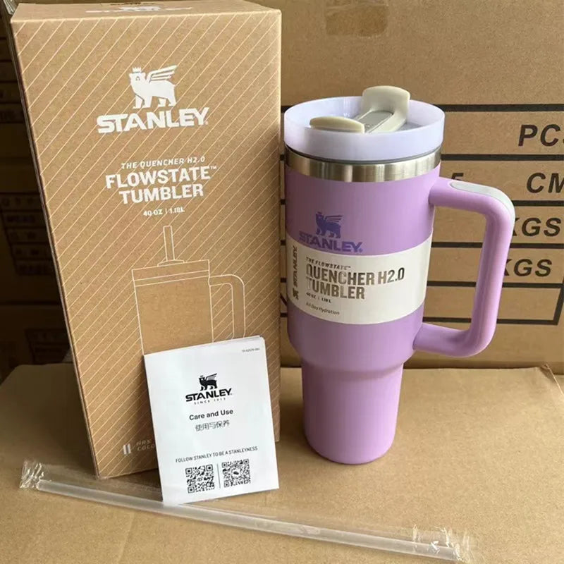 Stanley 30oz/40oz Insulated Tumbler With Lid and Straws Stainless Steel Coffee Tumbler with Handle Vacuum Leak Proof Coffee Cup