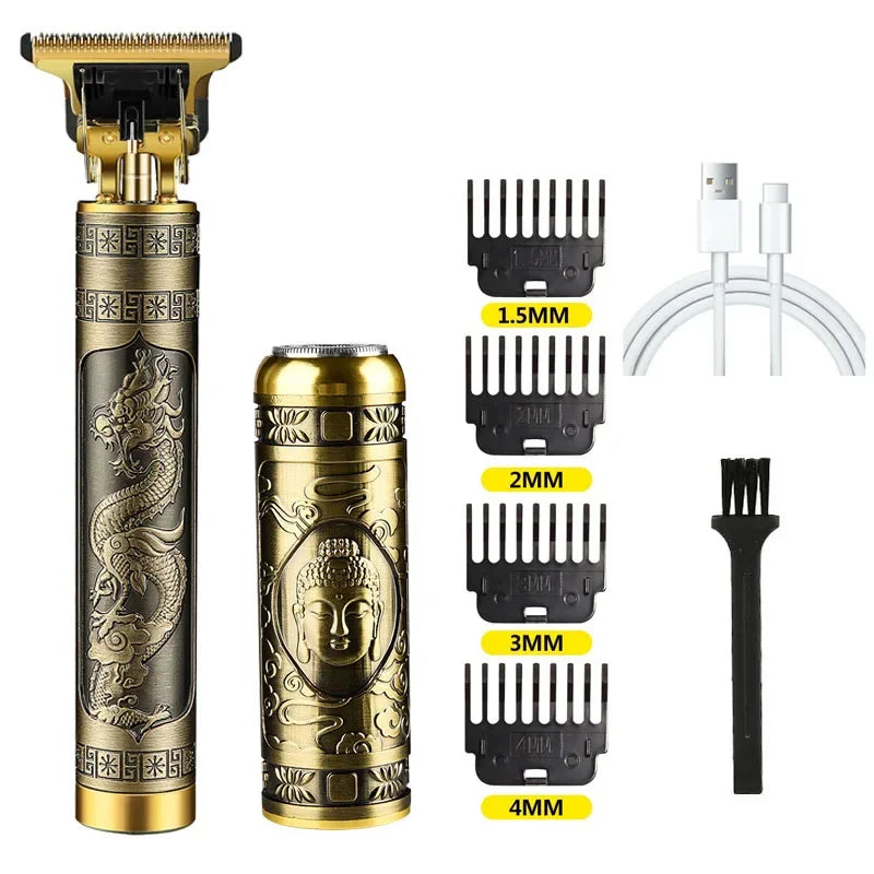 Vintage Rechargeable Shaver Beard trimmer Machine Metal T9 Hair Trimmer Machine Men‘s Professional Electric hair clipper USB