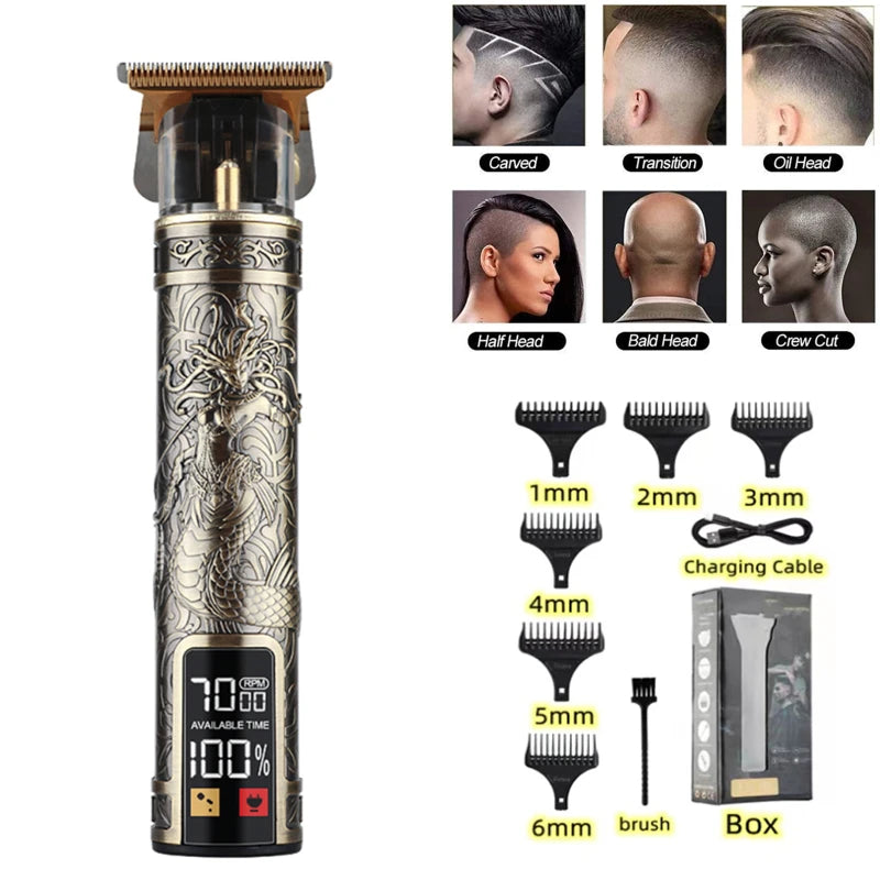 T9 USB Electric Barber Rechargeable New Barber Men's Razor Hair Clipper Professional Mega Zero Finishing Machine Ceramic Shaver